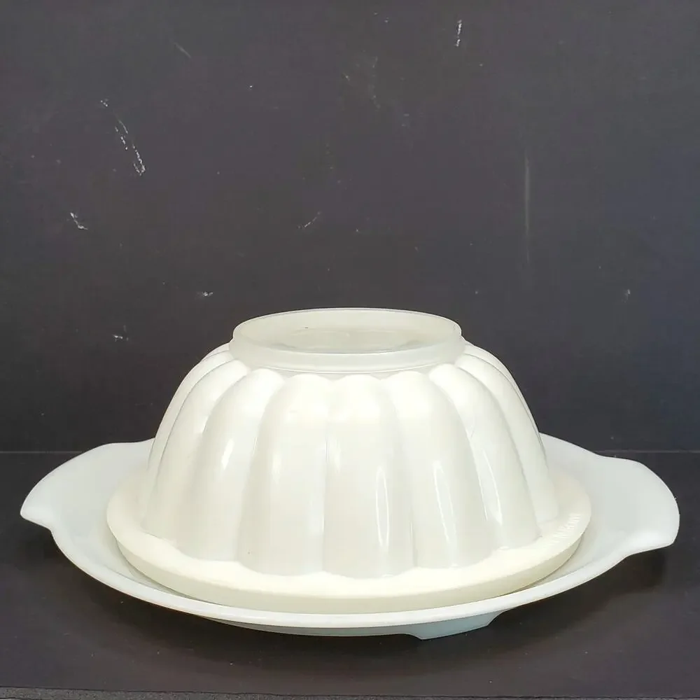 Vtg 3 Piece Tupperware Jel-N-Serve Mold 631 Heart Lid 616 Mold 617 Serving Tray
